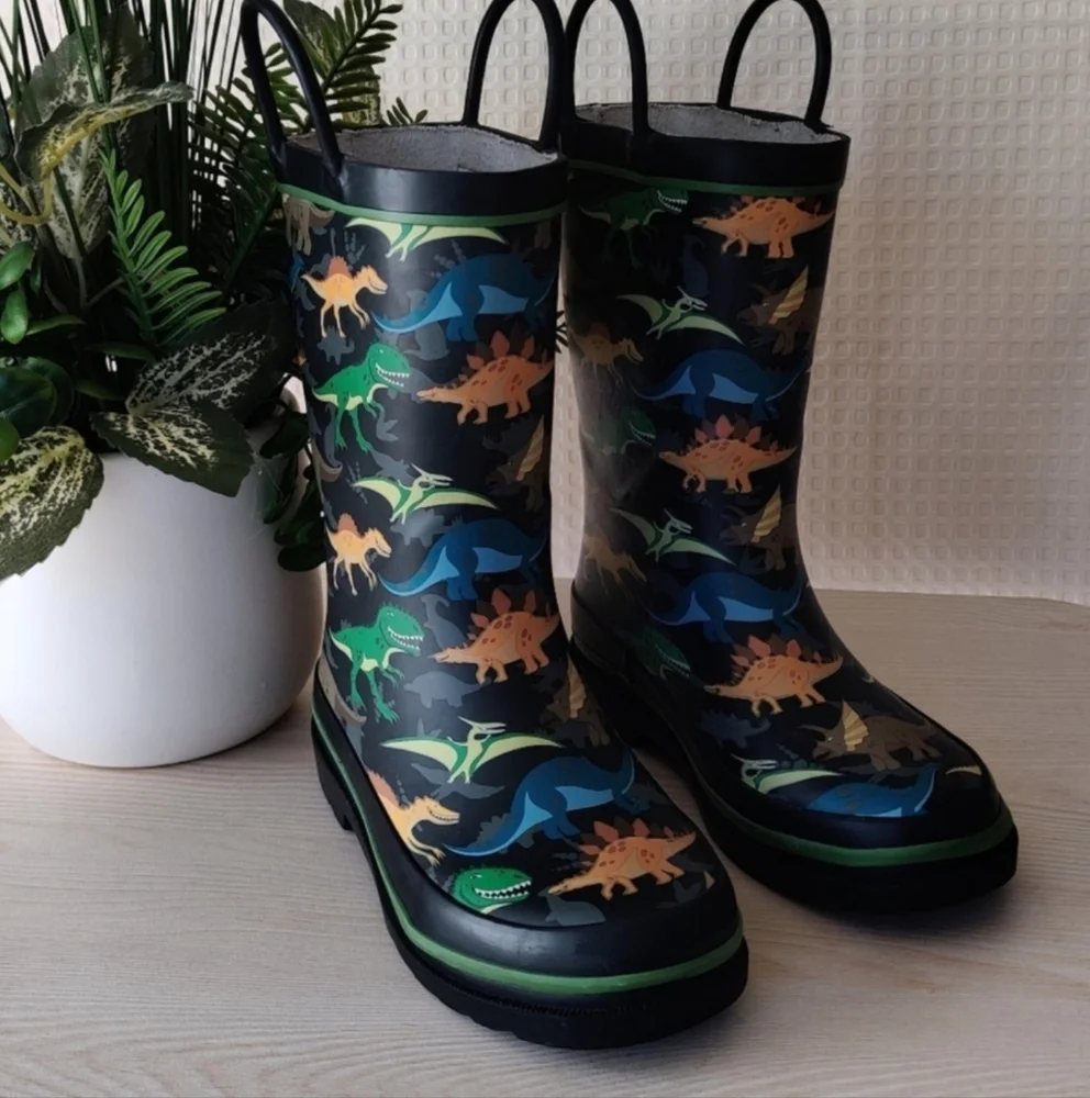Western Chief Boys Dinosaur Print Rain Boots Size: Boys 11/12